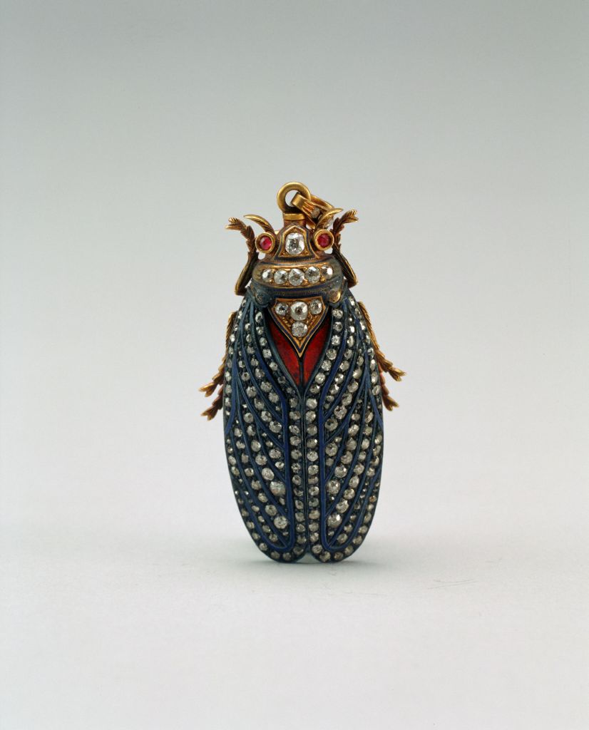 图片[2]-Gold inlaid diamond brooch cicada shaped watch-China Archive
